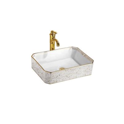 China YY8505Q-1Gold-plated Ceramic Countertop Sink Basin Vanity Basin Upscale Bathroom for sale