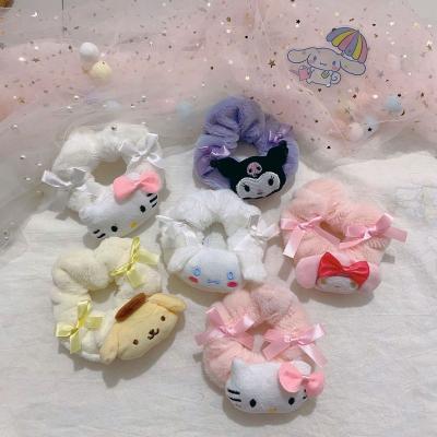 China Soft Plush Lolita Soft Plush Cute Cartoon Japanese Style Fashion Children's Hair Decoration Elastic Bands Nylon Ponytail Holder for sale