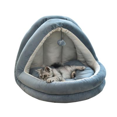 China Travel Provide Customized Services Warm Pet House Bed With Ball Toy Comfortable Pet Bed Cave Cat for sale