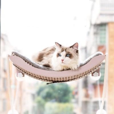 China Handmade Travel Pet Swing Bed Hammock Warm Wood Seat Mounted Bed Cat Bed Hammock Window for sale