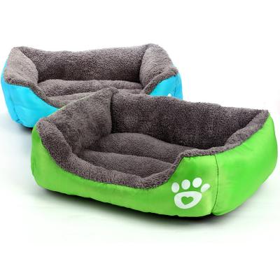 China 2021 New Style Travel Dog Bed Sofa Plush Square Warm Comfortable Puppy Bed Square Pet Bed for Small Dogs and Cats for sale