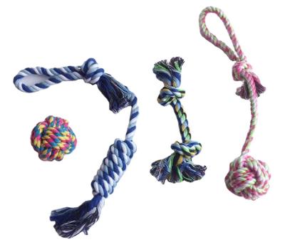 China Viable Wholesale Dental Cotton Rope Durable Dog Toys Chew Toy For Pet Ball Dog Rope Toy for sale