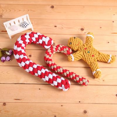 China Christmas Dog Toy Durable Pet Chew Toys Viable Cotton Rope Toys for sale