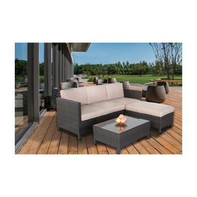 China Outdoor Sofa Set 4 Seater Leisure Furniture PE Sofa Patio Sofa Set Rattan Wicker Garden Sectional Conversation Furniture for sale