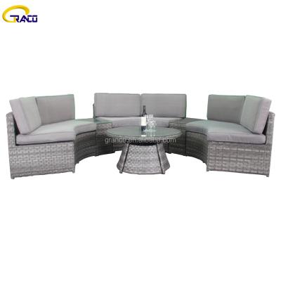 China Garden Set UK Market Good Selling Outdoor Furniture Garden Rattan Half Moon Sofa for sale