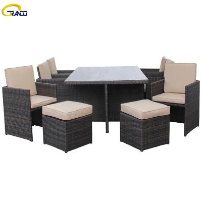 China Outdoor Hot Sale Dining Chairs 4 Chairs Wicker Wicker Modern Dining Table Set Compact for sale