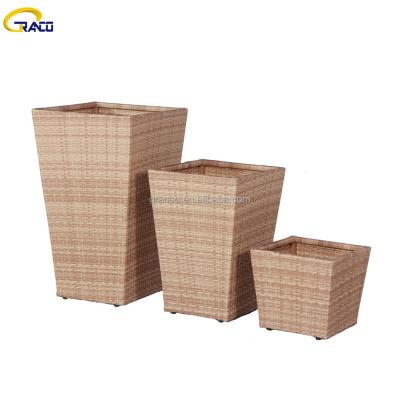 China Various Furniture Outdoor Garden Planter Poly Rattan Flower Pot With Large Size for sale