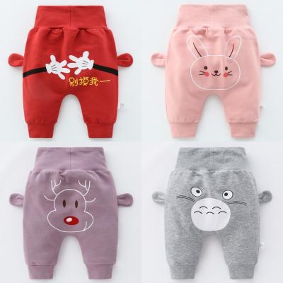 China Free Time Newborn Baby Pants Autumn Spring Cartoon Animal Trousers Unisex Baby Pants Large PP Pants Belly Pad High Waist Casual Pants for sale