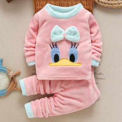 China Thick Flannel Pajamas Pants Set For Homewear Children Girl Kids Pijama Loungewear Coral Fleece 1-4 Warm Students Tracksuit Nightgowns for sale