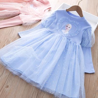 China Banquet 100% cotton 2022 new Autumn Fashion Princess Dress Children's dress lace formal dress long net girls sheathed dress for sale