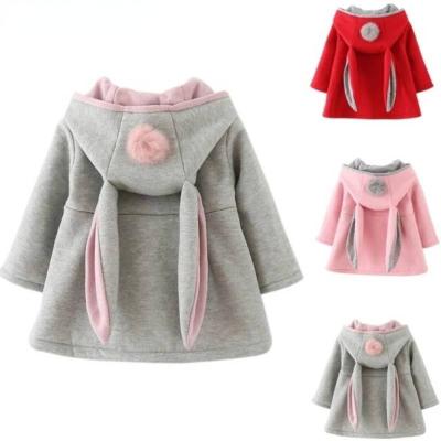 China Autumn Baby Kid Girls Rabbit Ear Cotton Winter Outerwear Hooded Coats 1 Cotton Spring Jackets 2 3 4 Toddler 5 Year Clothes for sale