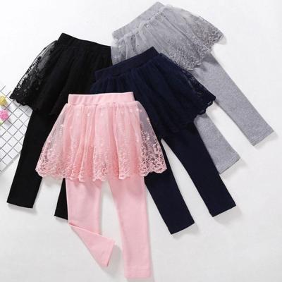 China Cute Spring Gaiters Girls Skirt Pants and Autumn Navy Princess Skirt Baby Girls Lace Up Gray Black Pants Lace Gaiters Clothes Culottes for sale