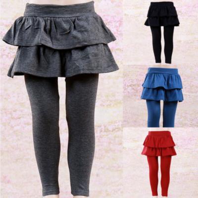 China Pants Warm Kids Girls Culotte Skort Leggings With Ruffle Tutu Skirt Pants Pantskirt Winter Autumn 2-8Y Kids Clothing for sale