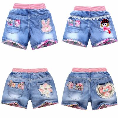 China Shorts girls denim shorts summer fashion shorts cute floral lace wild children's pants girls denim shorts girl teen pants for sale