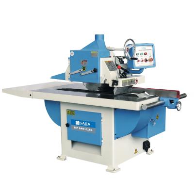 China SAGA High Precision Woodworking Machinery VERTICAL Automatic Wood Cutting Saw Single Blade Straight Line Ripping Saw for sale