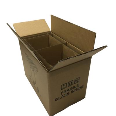 China Black Logo Recyclable Custom Printed Glass Flimsy Boxes Corrugated Shipping Packaging Boxes With Insert And Divider for sale