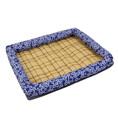 China Breathable Dog Summer Beds Pet Cooling Cool Rattan Mat Pet Bed Protection Mat Pad Japanese Style Ice for sale