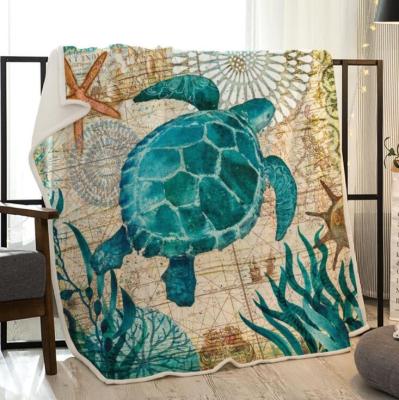 China Anti-pilling Custom Panel Sublimation Customize Blankets Cover 3d Photo Designer Animal Digital Printed Turtle Dolphin for sale