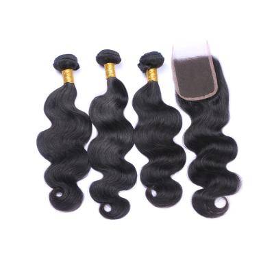 China Peruvian Virgin Human Hair Extensions Body Wave Hair Extensions Bundles With Lace Front Closure Vendors for sale