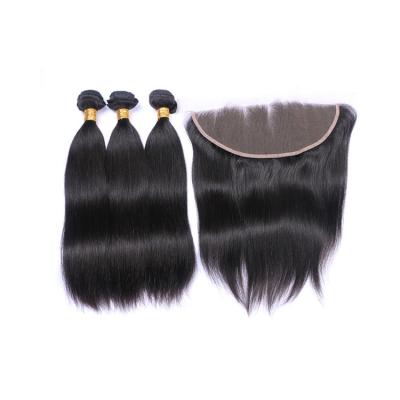 China Silky Straight Virgin Human Hair Natural Straight Wave Hair Bundles With Lace Closure for sale