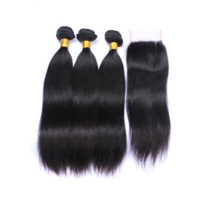 China Top Quality Silky Straight Virgin Hair Natural Straight Hair Extensions With Hair Closure for sale