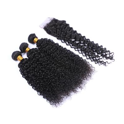 China Free Sample Women Jerry Mink Curl Hot Sale Body Wave Brazilian Hair Bundles With Closure for sale