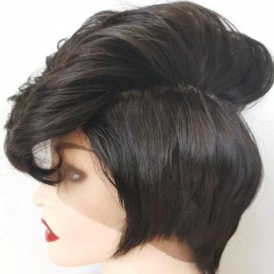 China 100% Silky Straight Wave 9A 10A Cuticle Aligned Brazilian Natural Black Short Full Lace Front Wig for sale