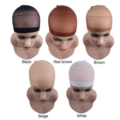 China 2pcs/pack Barber Shop 2pcs/pack Polyester Hair Net Stretchy Unisex Luxury Brown Wig Cap For Wearing Wigs for sale