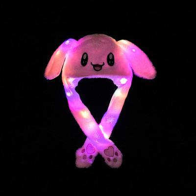 China Free Sample Eco-friendly Material Custom Personalize Plush Bunny Flap Hat For Kids Stuffed Plush LED Light Rabbit Hat For Party for sale