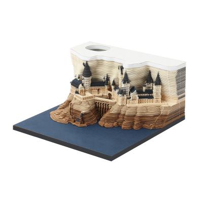 China Creative Loose Leaf 3D Post-it Notebook Gifts Post-it Notes Gift Calendar Castle Post-it Notes Paper Miniature Toys for sale