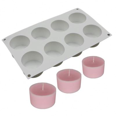 China Sustainable Round Shape 6 Holes Silicone Baking Chocolate Cake Jelly Pudding Handmade Soap Candle Mold For Candle Making for sale