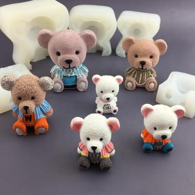 China Viable Three-Dimensional 3D Teddy Bear Net Red Dessert Chocolate Mousse Cake Making Aromatherapy Candle Silicone Mold for sale