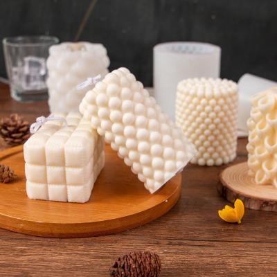 China BESGEN Sustainable Luxury Home Decor Candle Silicone Molds 3D Abstract Cylindrical Foam Cube Spiral Swirl Soy Wax Soap Mold for sale