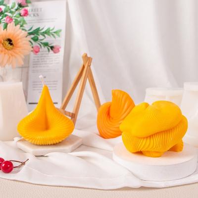 China Viable BESGEN Thought Swirl Ball Waves Abstract Pyramid Wire Custom Geometric Silicone Candle Molds Great For Candle Making for sale