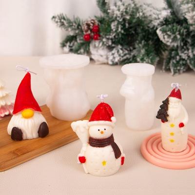 China BESGEN Sustainable Hot Selling Pedestrian Custom Geometric Christmas Santa Claus Silicone Candle Molds Great For Candle Making for sale