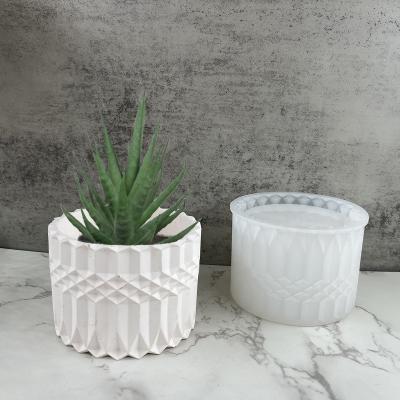 China Sustainable New Design Home Decoration Round Form Concrete Cement Planter Silicone Mold for sale