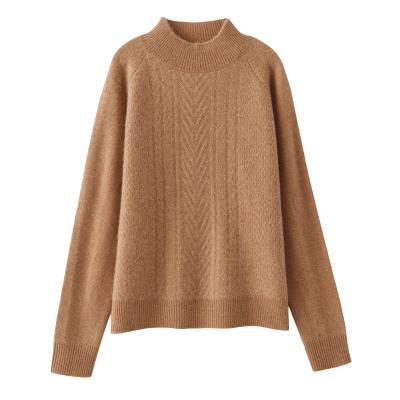 China Good quality hot sale women's round neck cable knit cashmere sweater white cashmere sweater for sale