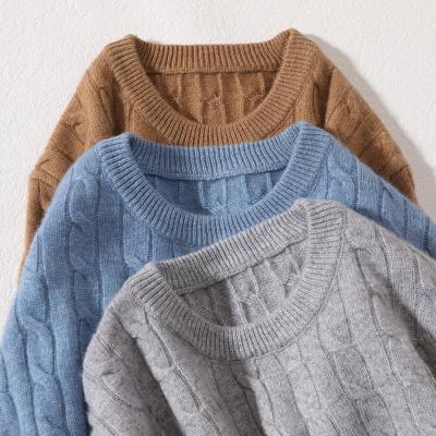 China 2021 Anti-wrinkle Crewneck Knitwear Wool Around Neck Cashmere Cable Kintting Sweater for sale