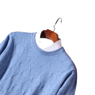 China Good Quality Anti-Wrinkle Argyle Plaid Knitted Men Knit Cashmere Sweater Crewneck Pullovers for sale