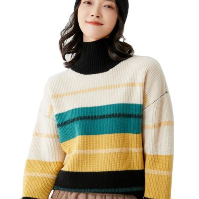 China Autumn News Half Shrink Proof Blouse Knitted Sweater High Neck Sweater Women Loose Dress Women for sale