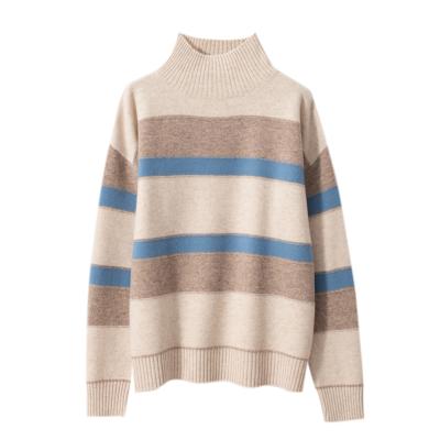 China Fashionable Comfortable Color Matching Shrinkproof Stripes Knit Cute Women Sweaters 2021 for sale