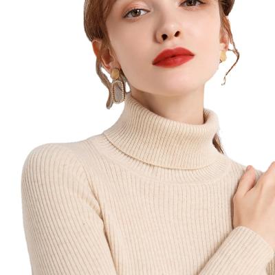 China Stain Resistant Pure Color Warm Long Sleeve Textured Slim Fit Knit Turtle Neck Womens Jacquard Knit Sweater for sale