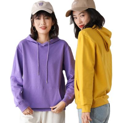 China 2021 New Anti-wrinkle Fashion Solid Color Hoodies Fashion 100% Cotton Plus-size Women's Hoodies and Sweatshirts for sale