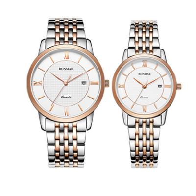 China Automatic date couple quartz rose gold fashion japan movt luxury brands custom design men wrist couple watch for sale