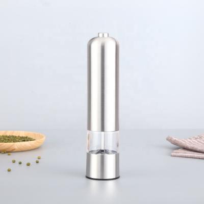 China Amazon Sustainable Hot Selling Battery Operate Salt And Pepper Mill With Light Weight / Stainless Steel Spice Grinder Set for sale