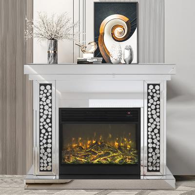 China Luxury High Quality Diamond Mirrored Fireplace Glitter Crushed With LED And Contemporary Hit Living Room Furniture TV Stand for sale