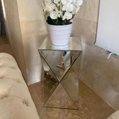 China New Arrival Simple Living Room Furniture (Others) Adjustable Mirrored Side Table End Table Diamond Crushed for sale