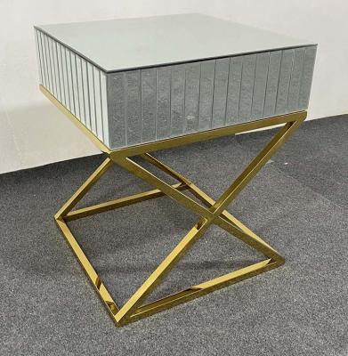 China Contemporary Success Saudi Arabia 1+2 Mirrored Gold Stainless Steel Coffee Table Side Tables for sale