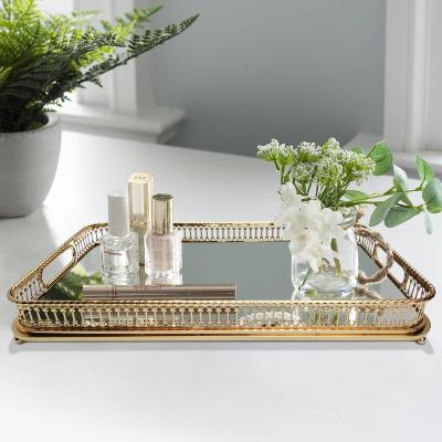 China 2022 New Design Fashion Home Decor Furniture Square Mirror Serving Tray for sale