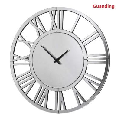 China MDF+Silver Modern Simple Style Decorative Mirrored Mirror Wall Clock for sale